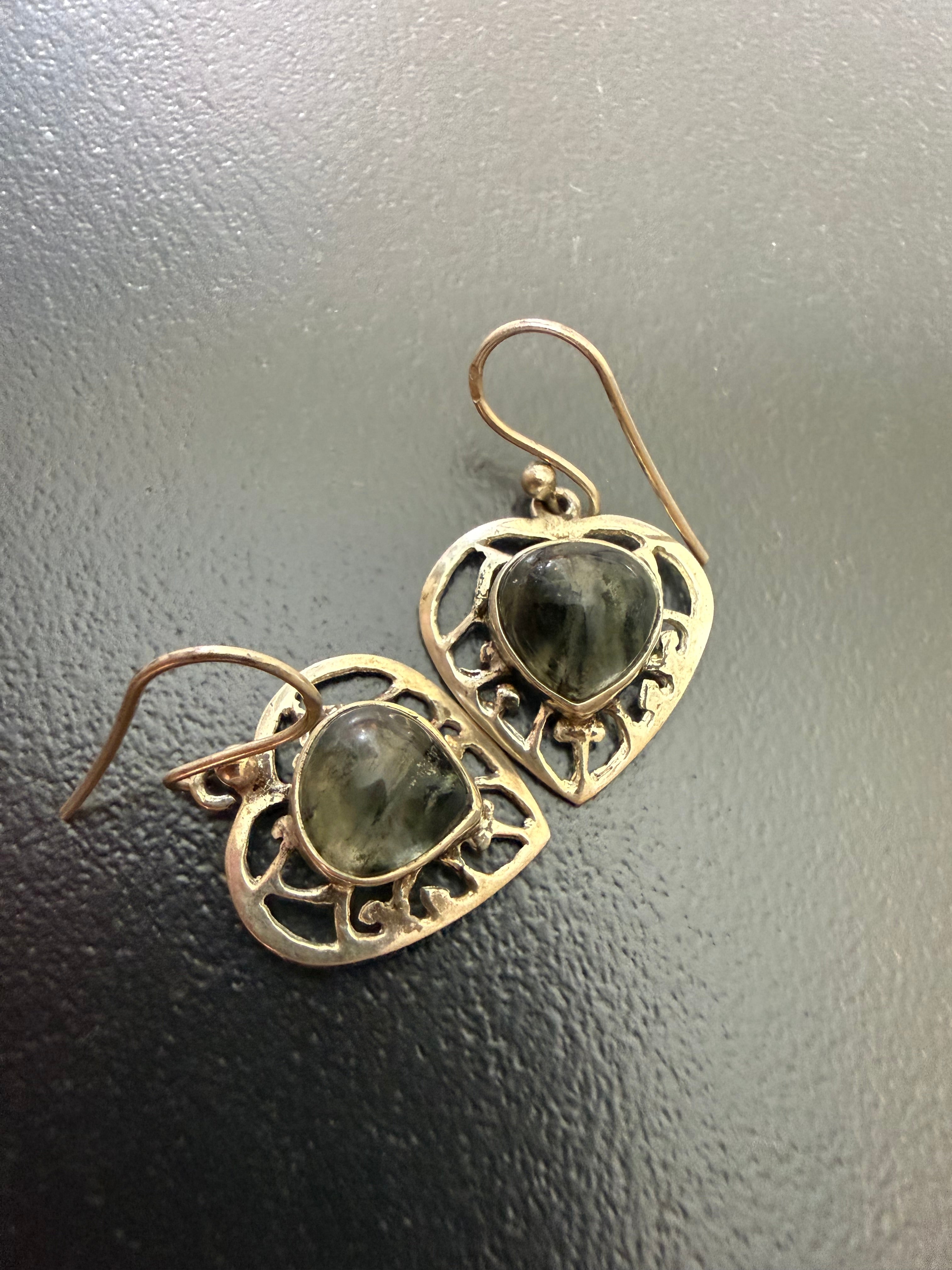 Belles boucles d oreilles argent et agate mousse