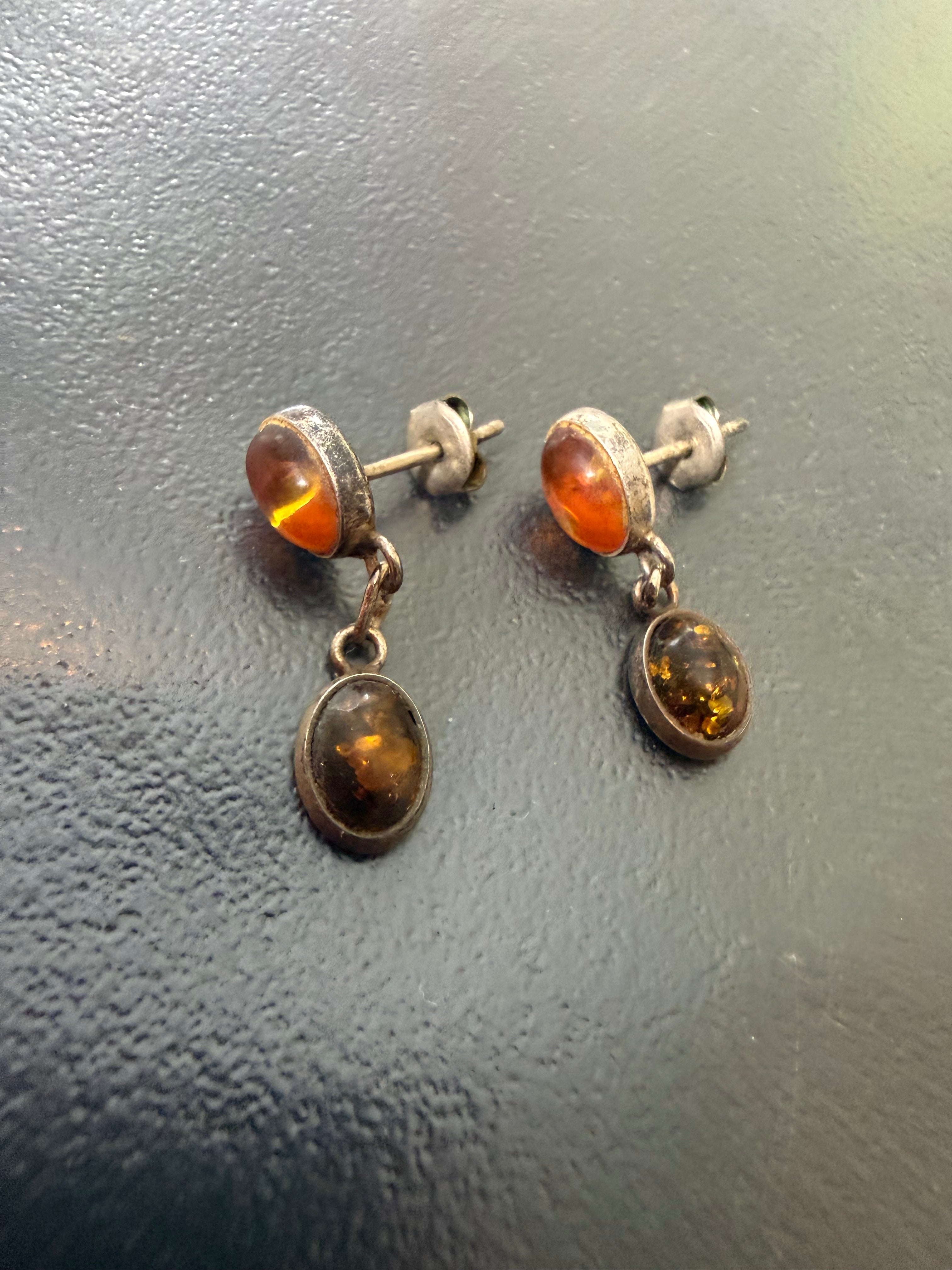 Boucles d’oreille argent 925 et ambre