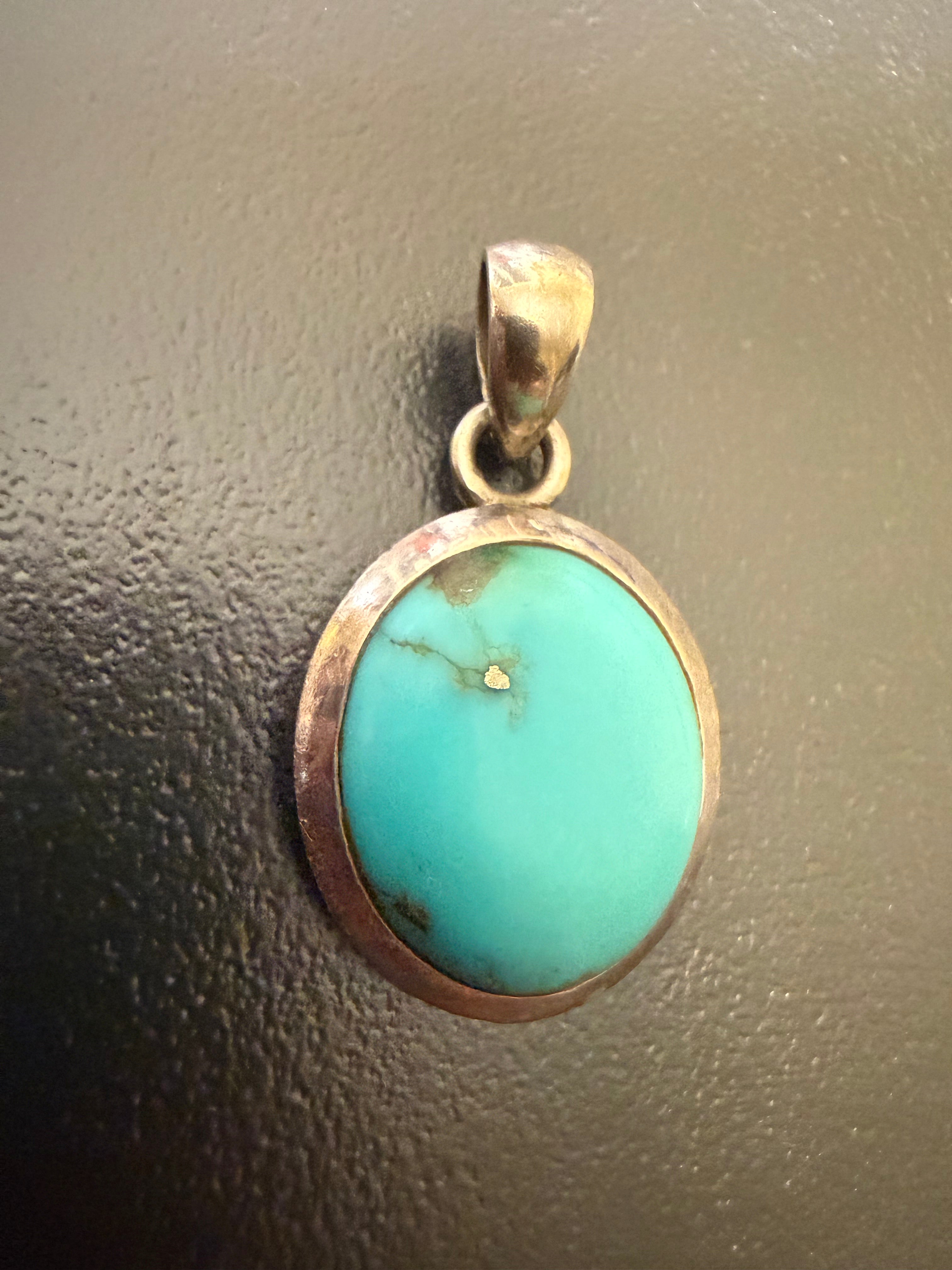 Imposant pendentif argent et turquoise